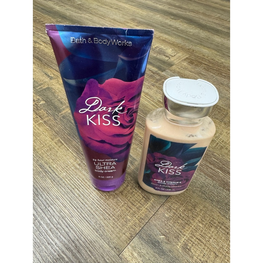 Bath & Body Works Dark Kiss Body Cream and Lotion Set 8oz Raspberry Vanilla Rose